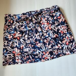 St. John's Bay Women's 1X Skirt/Skort Floral Pockets Attached Sash Belt